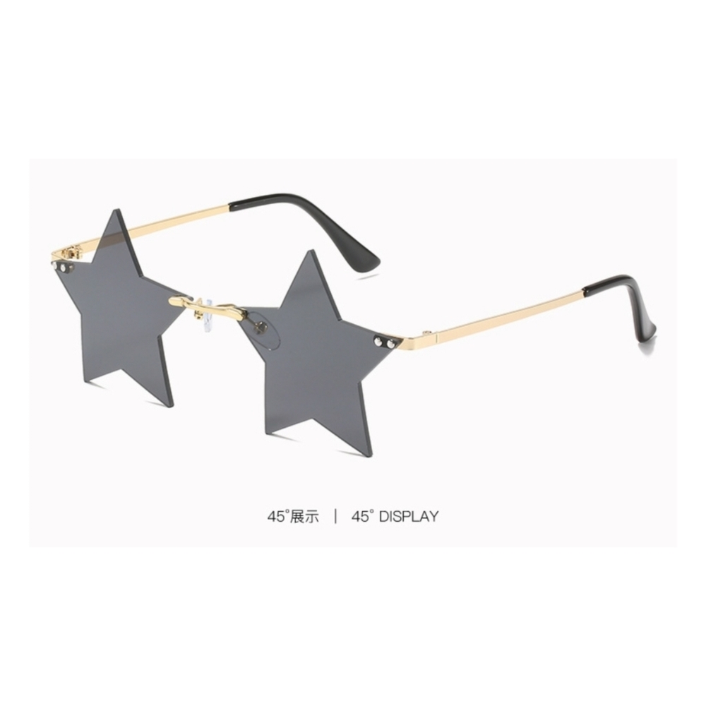 Star Shaped Sunglasses With Gold Tone Rim OSFA - Picture 3 of 4